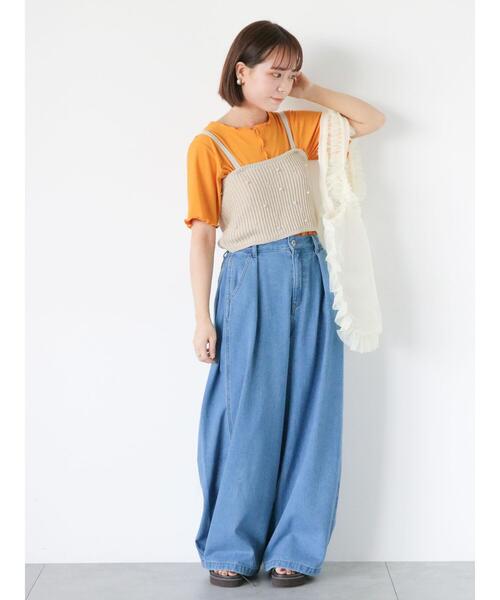 ehka sopo（エヘカソポ）の「ラメボーダーカットソー（Tシャツ/カットソー・レディース・オフホワイト/ブラック/グリーン/オレンジ・F）」の18枚目の写真