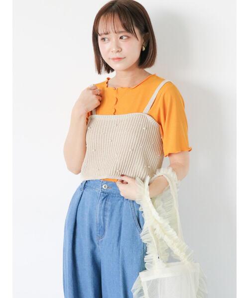 ehka sopo（エヘカソポ）の「ラメボーダーカットソー（Tシャツ/カットソー・レディース・オフホワイト/ブラック/グリーン/オレンジ・F）」の21枚目の写真