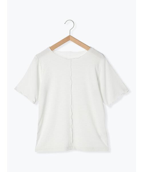 ehka sopo（エヘカソポ）の「ラメボーダーカットソー（Tシャツ/カットソー・レディース・オフホワイト/ブラック/グリーン/オレンジ・F）」の6枚目の写真