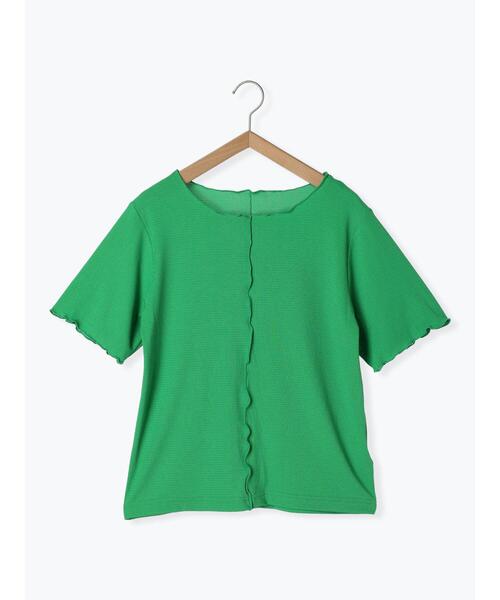 ehka sopo（エヘカソポ）の「ラメボーダーカットソー（Tシャツ/カットソー・レディース・オフホワイト/ブラック/グリーン/オレンジ・F）」の7枚目の写真