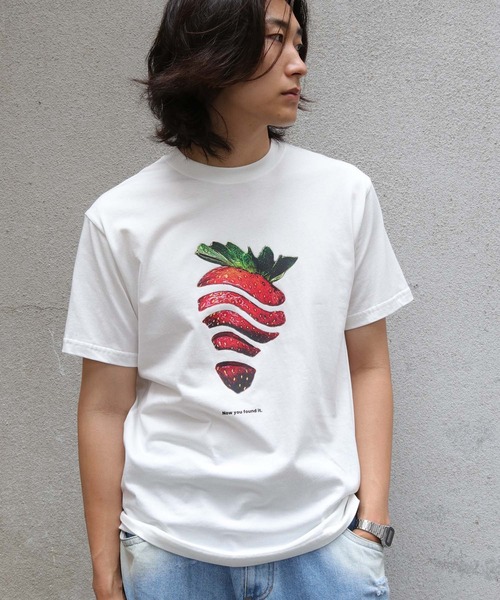UNIT CHEST(ユニットチェスト)の「【UNIT CHEST】unique unisex T-shirt OIF designer eggs コラボT Strawberry byHARUKA YAMASAKI(Tシャツ/カットソー・メンズ・ブラック/ホワイト・L/M/S)」の18枚目の写真