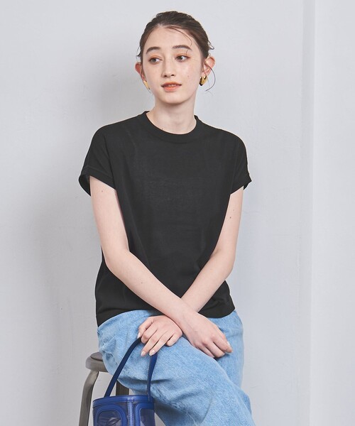 UNITED ARROWS（ユナイテッドアローズ）の「ミニハイネック フレンチスリーブ ニット（ニット/セーター・レディース・ブラック/その他1/ホワイト/レッド・FREE）」の2枚目の写真