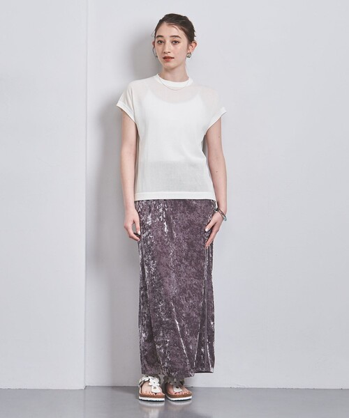 UNITED ARROWS（ユナイテッドアローズ）の「ミニハイネック フレンチスリーブ ニット（ニット/セーター・レディース・ブラック/その他1/ホワイト/レッド・FREE）」の6枚目の写真