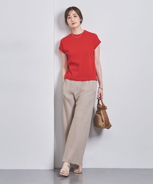 UNITED ARROWS（ユナイテッドアローズ）の「ミニハイネック フレンチスリーブ ニット（ニット/セーター・レディース・ブラック/その他1/ホワイト/レッド・FREE）」の10枚目の写真