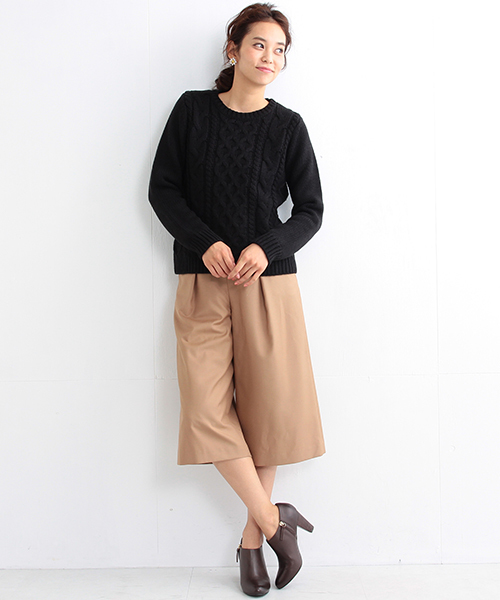 BEAMS LIGHTS Women's（ビームスライツ ウィメンズ）の「BEAMS LIGHTS / MIXケーブル柄編 プルオーバー（ニット/セーター・レディース・オフホワイト/ブラック/ライトグレー・FREE）」の5枚目の写真