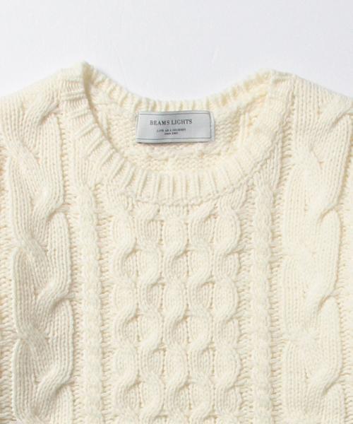 BEAMS LIGHTS Women's（ビームスライツ ウィメンズ）の「BEAMS LIGHTS / MIXケーブル柄編 プルオーバー（ニット/セーター・レディース・オフホワイト/ブラック/ライトグレー・FREE）」の22枚目の写真