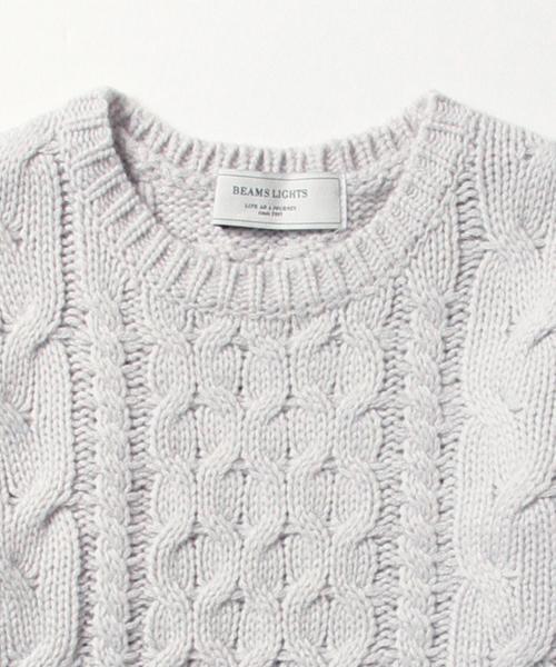 BEAMS LIGHTS Women's（ビームスライツ ウィメンズ）の「BEAMS LIGHTS / MIXケーブル柄編 プルオーバー（ニット/セーター・レディース・オフホワイト/ブラック/ライトグレー・FREE）」の14枚目の写真
