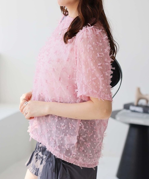 Girly Doll(ガーリードール)の「リボンフェザーブラウス(シャツ/ブラウス・レディース・ブラック/ピンク/ホワイト・F)」の6枚目の写真