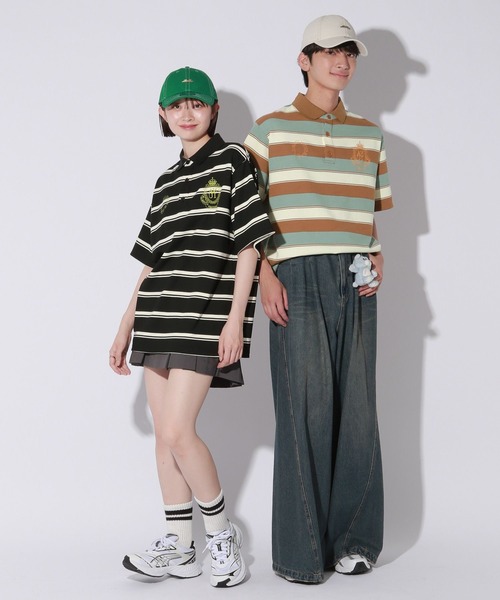 Anui（アニュイ）の「【UNISEX】エンブレムボーダーポロプルオーバー（Tシャツ/カットソー・レディース・ブラック/ブラウン・MEDIUM）」の4枚目の写真