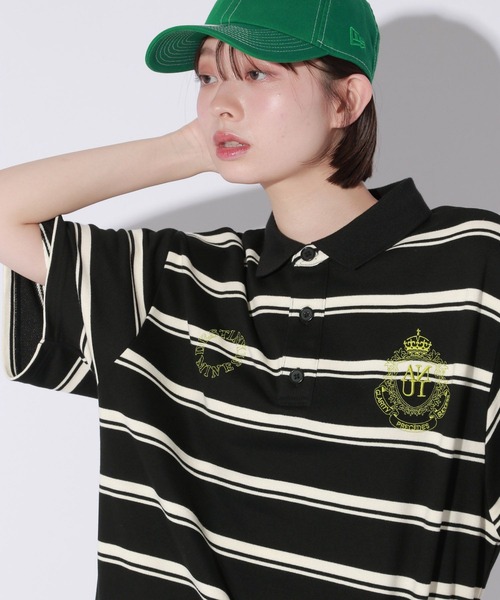 Anui（アニュイ）の「【UNISEX】エンブレムボーダーポロプルオーバー（Tシャツ/カットソー・レディース・ブラック/ブラウン・MEDIUM）」の5枚目の写真