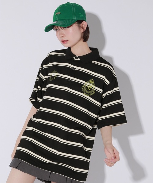 Anui（アニュイ）の「【UNISEX】エンブレムボーダーポロプルオーバー（Tシャツ/カットソー・レディース・ブラック/ブラウン・MEDIUM）」の7枚目の写真