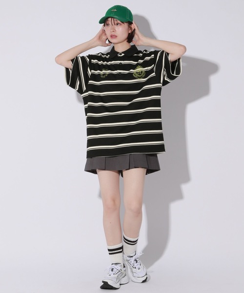 Anui（アニュイ）の「【UNISEX】エンブレムボーダーポロプルオーバー（Tシャツ/カットソー・レディース・ブラック/ブラウン・MEDIUM）」の9枚目の写真