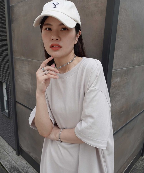 CORNERS（コーナーズ）の「USAコットンビッグシルエットTシャツワンピース（ワンピース・レディース・ブラック/グレイッシュベージュ/チャコールグレー/パープル/マスタード/グリーン/キャメル/ベージュ系その他/チャコールグレー×パープル/パープル系その他/マルチ/グレー系その他・FREE）」の7枚目の写真