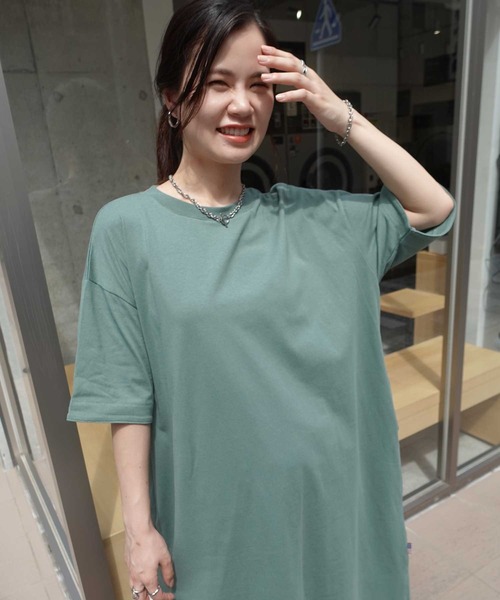 CORNERS（コーナーズ）の「USAコットンビッグシルエットTシャツワンピース（ワンピース・レディース・ブラック/グレイッシュベージュ/チャコールグレー/パープル/マスタード/グリーン/キャメル/ベージュ系その他/チャコールグレー×パープル/パープル系その他/マルチ/グレー系その他・FREE）」の8枚目の写真