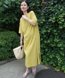 フレームワーク　リネン　ワイドシャツ　イエロー ビッグシルエット ワンフォークロージング 1111clothing ビッグシルエット ロンt