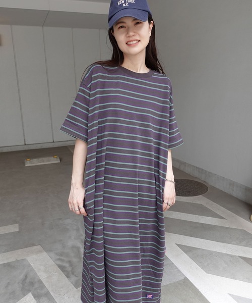 CORNERS（コーナーズ）の「USAコットンビッグシルエットTシャツワンピース（ワンピース・レディース・ブラック/グレイッシュベージュ/チャコールグレー/パープル/マスタード/グリーン/キャメル/ベージュ系その他/チャコールグレー×パープル/パープル系その他/マルチ/グレー系その他・FREE）」の21枚目の写真