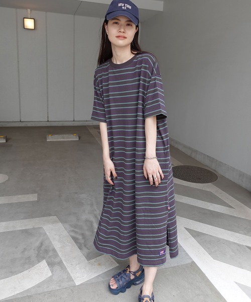 CORNERS（コーナーズ）の「USAコットンビッグシルエットTシャツワンピース（ワンピース・レディース・ブラック/グレイッシュベージュ/チャコールグレー/パープル/マスタード/グリーン/キャメル/ベージュ系その他/チャコールグレー×パープル/パープル系その他/マルチ/グレー系その他・FREE）」の19枚目の写真