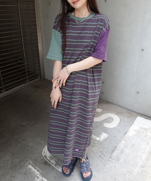 CORNERS（コーナーズ）の「USAコットンビッグシルエットTシャツワンピース（ワンピース・レディース・ブラック/グレイッシュベージュ/チャコールグレー/パープル/マスタード/グリーン/キャメル/ベージュ系その他/チャコールグレー×パープル/パープル系その他/マルチ/グレー系その他・FREE）」の14枚目の写真