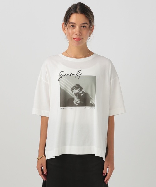 BAYFLOW（ベイフロー）の「[シワになりにくい]フォトプリントワイドＴ（Tシャツ/カットソー・レディース・オフホワイト/ピンク/グレイッシュベージュ・FREE）」の10枚目の写真