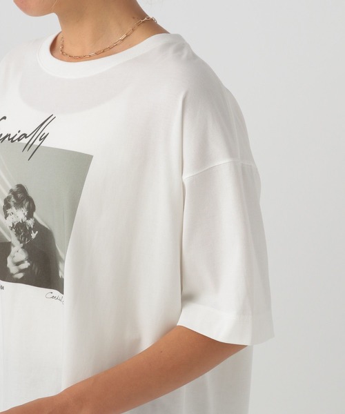 BAYFLOW（ベイフロー）の「[シワになりにくい]フォトプリントワイドＴ（Tシャツ/カットソー・レディース・オフホワイト/ピンク/グレイッシュベージュ・FREE）」の14枚目の写真