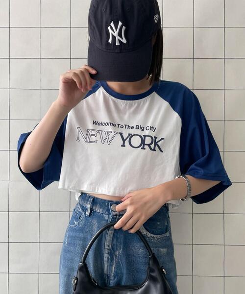WOND(ウォンド)の「シティロゴラグランショートスリーブTシャツ(Tシャツ/カットソー・レディース・ブルー/ブラック・FREE)」の8枚目の写真