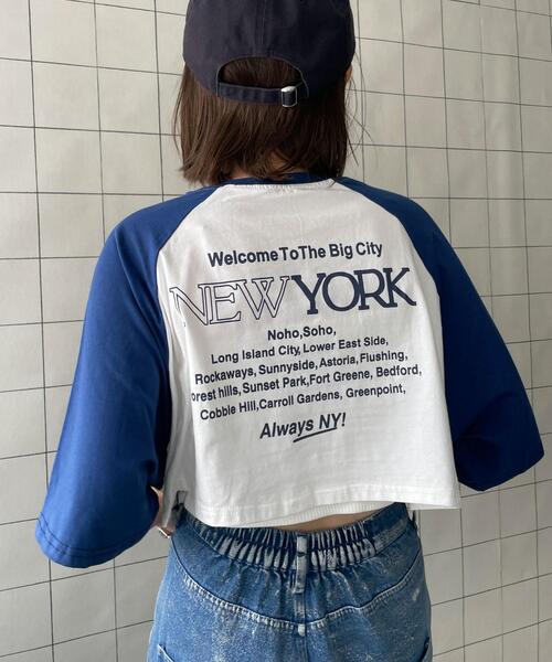 WOND(ウォンド)の「シティロゴラグランショートスリーブTシャツ(Tシャツ/カットソー・レディース・ブルー/ブラック・FREE)」の9枚目の写真