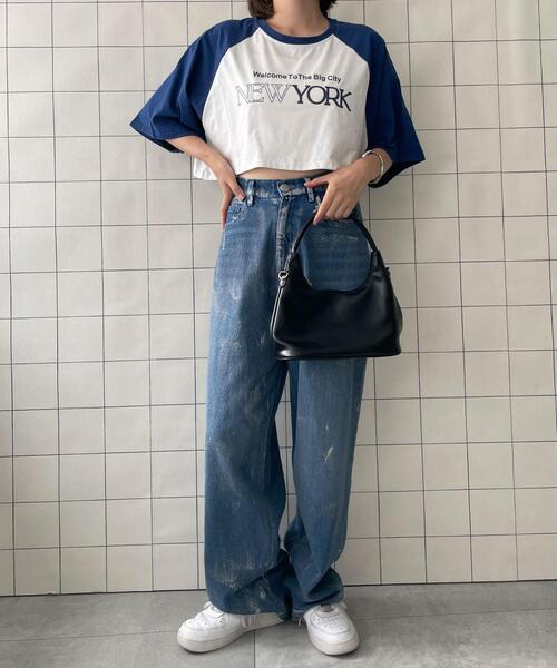 WOND(ウォンド)の「シティロゴラグランショートスリーブTシャツ(Tシャツ/カットソー・レディース・ブルー/ブラック・FREE)」の10枚目の写真