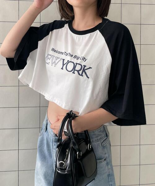 WOND(ウォンド)の「シティロゴラグランショートスリーブTシャツ(Tシャツ/カットソー・レディース・ブルー/ブラック・FREE)」の12枚目の写真