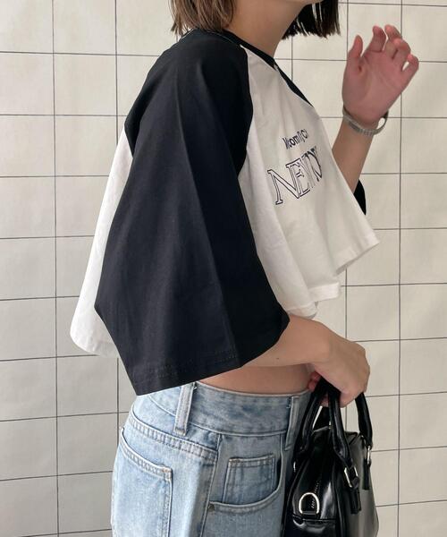 WOND(ウォンド)の「シティロゴラグランショートスリーブTシャツ(Tシャツ/カットソー・レディース・ブルー/ブラック・FREE)」の13枚目の写真