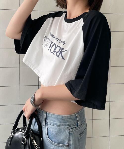 WOND(ウォンド)の「シティロゴラグランショートスリーブTシャツ(Tシャツ/カットソー・レディース・ブルー/ブラック・FREE)」の14枚目の写真