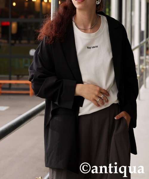 antiqua(アンティカ)の「ロゴ刺繍Tシャツ(Tシャツ/カットソー・レディース・ホワイト/ブラック・R/P)」の6枚目の写真