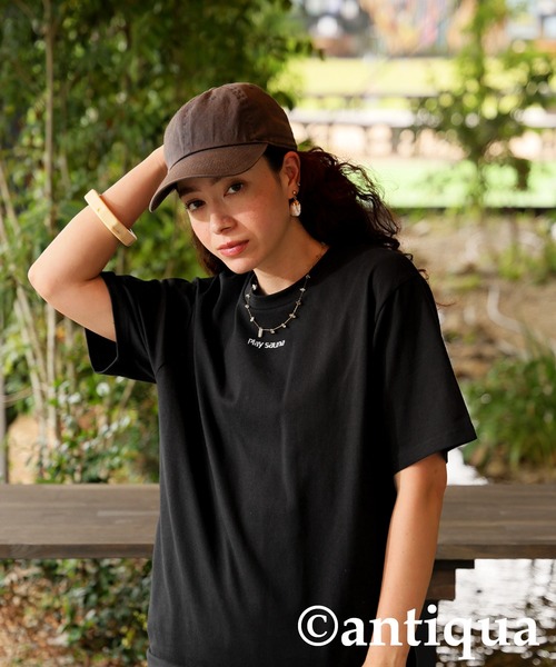 antiqua(アンティカ)の「ロゴ刺繍Tシャツ(Tシャツ/カットソー・レディース・ホワイト/ブラック・R/P)」の13枚目の写真