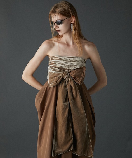 PRANK PROJECT(プランクプロジェクト)の「ビッグボウマキシドレス / Big Bow Maxi Dress(ドレス・レディース・ブラック/ベージュ/グレー・FREE)」の10枚目の写真