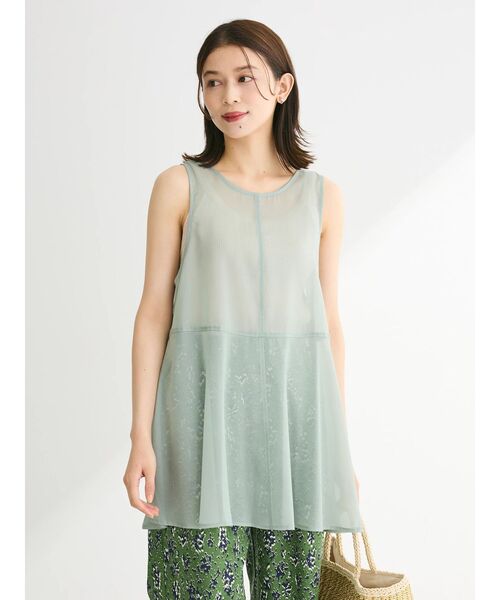 ELENCARE DUE（エレンカーレデュエ）の「・ELENCARE DUE オーガンジーノースリチュニック（チュニック・レディース・グリーン/モカ/ブラック/チャコールグレー・FREE）」の9枚目の写真