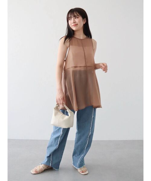 ELENCARE DUE（エレンカーレデュエ）の「・ELENCARE DUE オーガンジーノースリチュニック（チュニック・レディース・グリーン/モカ/ブラック/チャコールグレー・FREE）」の17枚目の写真