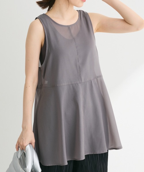 ELENCARE DUE（エレンカーレデュエ）の「・ELENCARE DUE オーガンジーノースリチュニック（チュニック・レディース・グリーン/モカ/ブラック/チャコールグレー・FREE）」の2枚目の写真