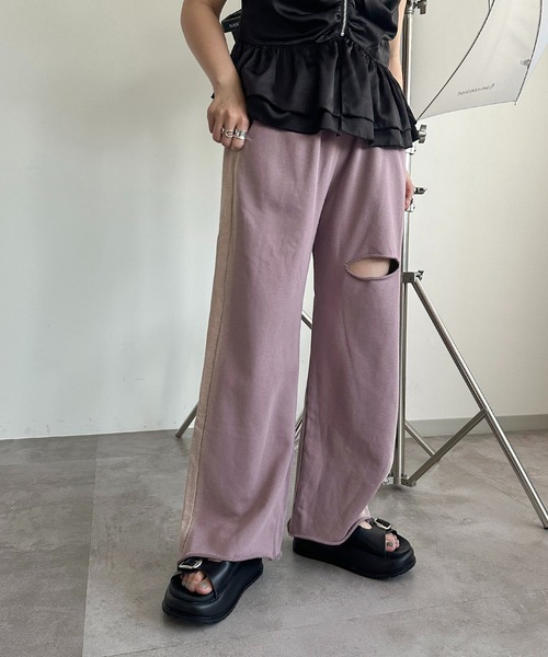 apres jour mignon(アプレジュールミニョン)の「ダメージスウェットパンツ【ZOZOTOWN限定アイテム】(スウェットパンツ・レディース・ブラック/グレー/パープル・X-LARGE/SMALL/MEDIUM)」の19枚目の写真