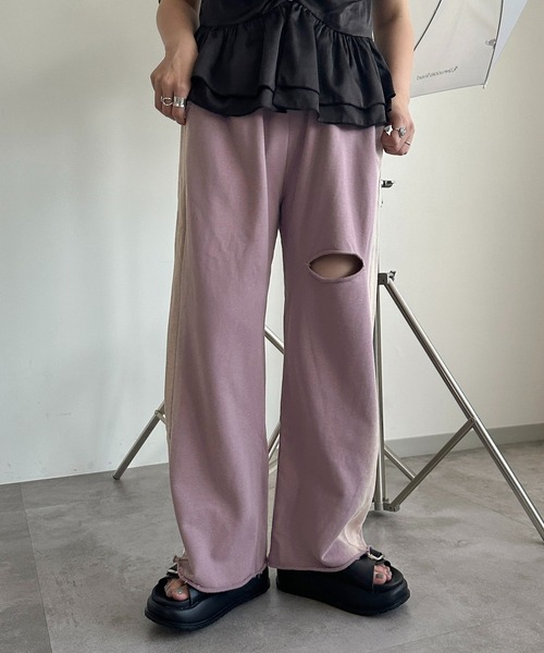 apres jour mignon(アプレジュールミニョン)の「ダメージスウェットパンツ【ZOZOTOWN限定アイテム】(スウェットパンツ・レディース・ブラック/グレー/パープル・X-LARGE/SMALL/MEDIUM)」の20枚目の写真