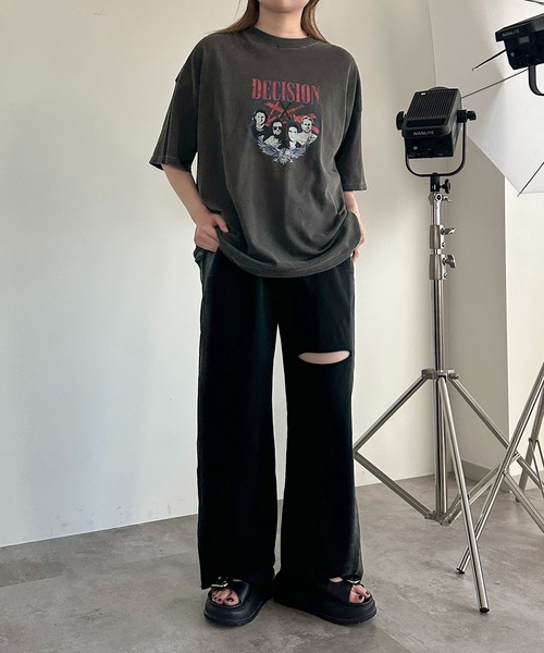 apres jour mignon(アプレジュールミニョン)の「ダメージスウェットパンツ【ZOZOTOWN限定アイテム】(スウェットパンツ・レディース・ブラック/グレー/パープル・X-LARGE/SMALL/MEDIUM)」の9枚目の写真