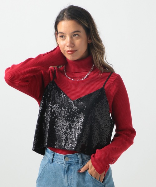 BAYFLOW（ベイフロー）の「[レイヤードで旬顔に]スパンコールビスチェ（ベスト・レディース・シルバー/ブラック・FREE）」の2枚目の写真