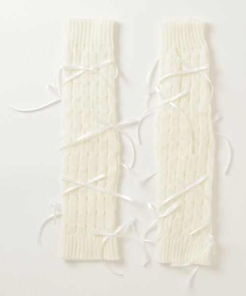 poiregnee（ポワニェ）の「［select］リボンレッグウォーマー（レッグウォーマー・レディース・オリーブ/ブラック/ベージュ/ホワイト・FREE）」の5枚目の写真