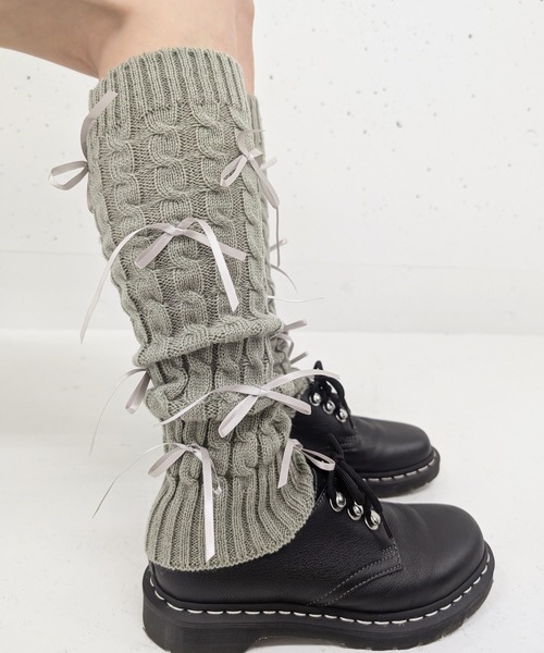 poiregnee（ポワニェ）の「［select］リボンレッグウォーマー（レッグウォーマー・レディース・オリーブ/ブラック/ベージュ/ホワイト・FREE）」の17枚目の写真