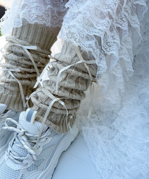 poiregnee（ポワニェ）の「［select］リボンレッグウォーマー（レッグウォーマー・レディース・オリーブ/ブラック/ベージュ/ホワイト・FREE）」の12枚目の写真