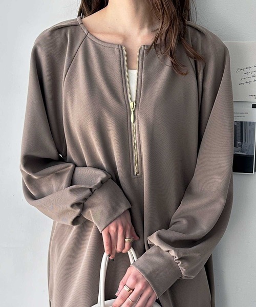 GeeRA（ジーラ）の「前後2WAYハーフジップミニワンピース（ワンピース・レディース・ブラック/アイボリー/モカ・MEDIUM/LARGE）」の9枚目の写真
