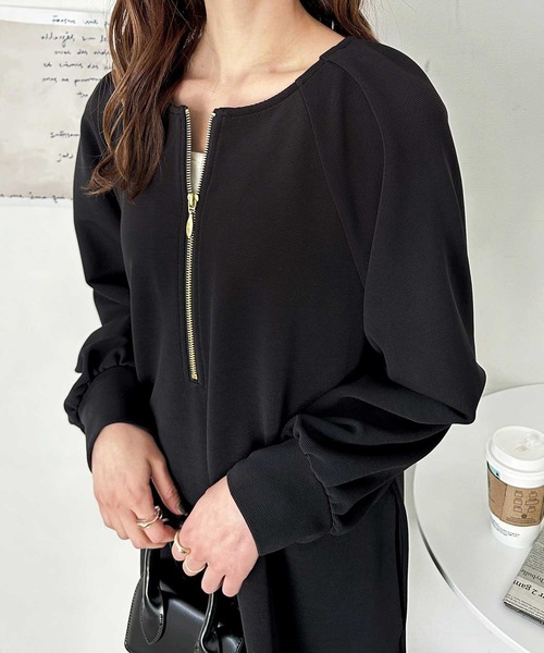 GeeRA（ジーラ）の「前後2WAYハーフジップミニワンピース（ワンピース・レディース・ブラック/アイボリー/モカ・MEDIUM/LARGE）」の7枚目の写真