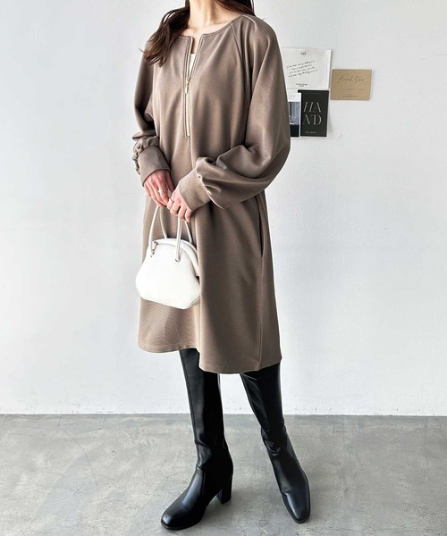 GeeRA（ジーラ）の「前後2WAYハーフジップミニワンピース（ワンピース・レディース・ブラック/アイボリー/モカ・MEDIUM/LARGE）」の11枚目の写真