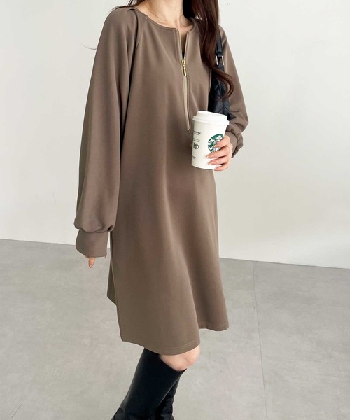 GeeRA（ジーラ）の「前後2WAYハーフジップミニワンピース（ワンピース・レディース・ブラック/アイボリー/モカ・MEDIUM/LARGE）」の21枚目の写真