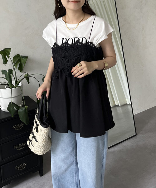 prose verse(プロズヴェール)の「フロントレースナローストラップビスチェ(キャミソール・レディース・ブラック・LARGE/MEDIUM)」の5枚目の写真