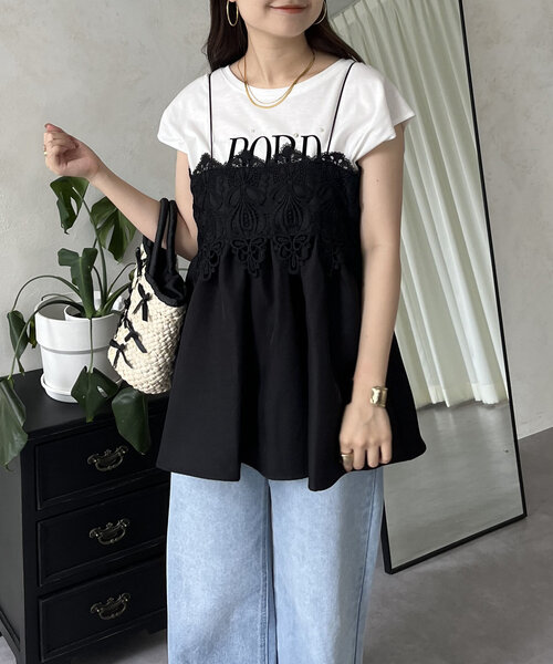 prose verse(プロズヴェール)の「フロントレースナローストラップビスチェ(キャミソール・レディース・ブラック・LARGE/MEDIUM)」の9枚目の写真