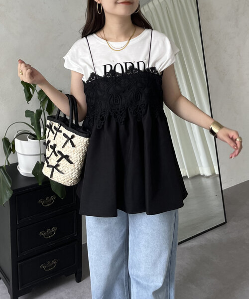 prose verse(プロズヴェール)の「フロントレースナローストラップビスチェ(キャミソール・レディース・ブラック・LARGE/MEDIUM)」の10枚目の写真